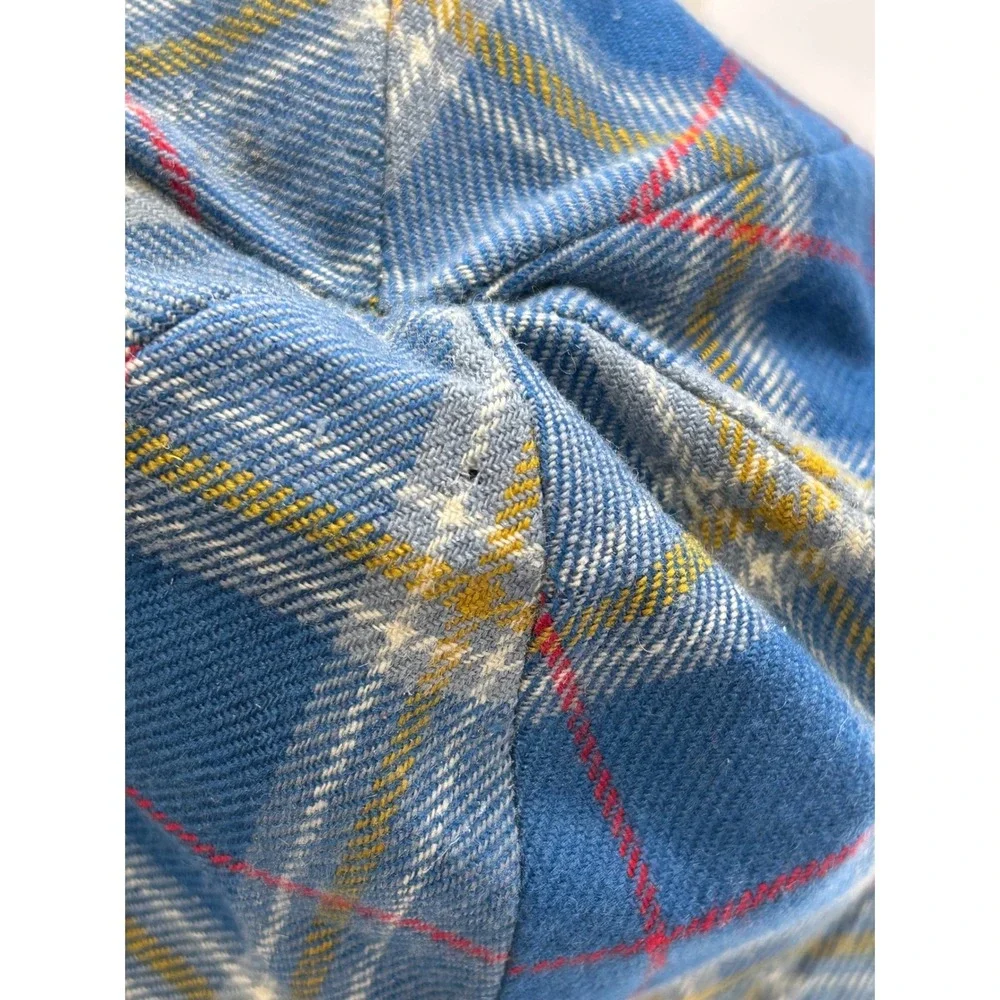 Vintage Browns of Bermuda 80s Tartan Plaid Bucket Hat Blue‎ Wool Made in Ireland